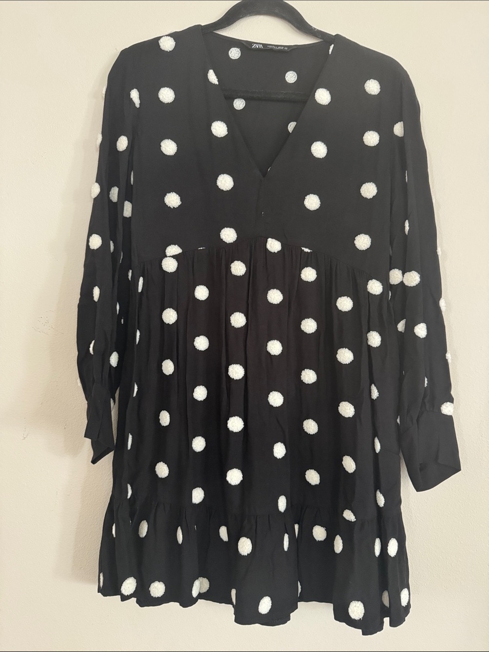 Zara Black Tunic with White Polka Dots